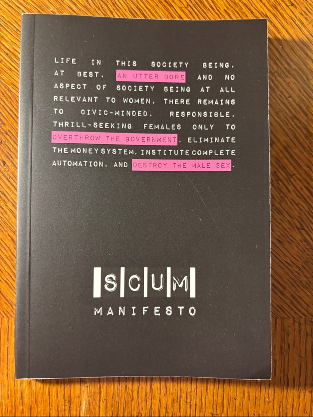 SCUM Manifesto Book - Black Cover with Pink Highlights